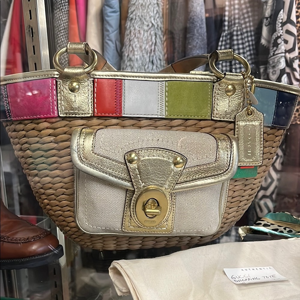 Coach Gold and Pink Shoulder Bag with Vintage Charm